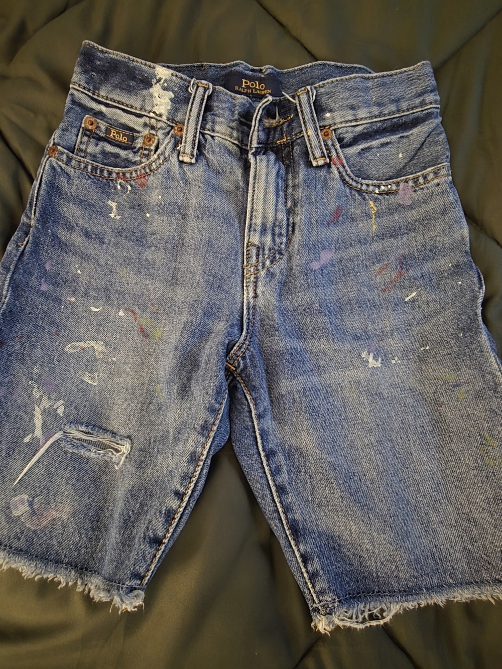 Polo by Ralph Lauren Kid’s  Distressed Paint-Splatter Denim Shorts Size 8 Boys